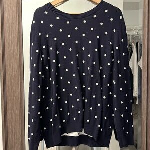 Large Navy Sweater with white polka dots